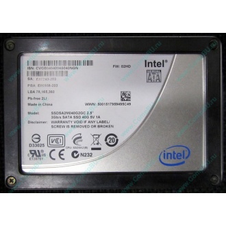 Нерабочий SSD 40Gb Intel SSDSA2M040G2GC 2.5" FW:02HD SA: E87243-203 (Дмитров)